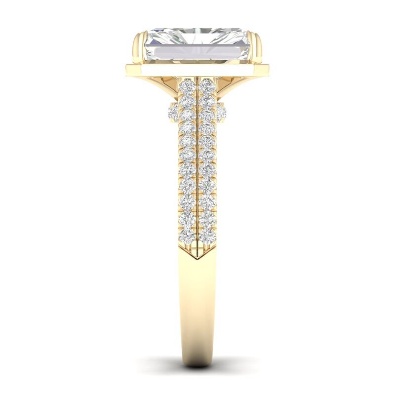 Radiant-Cut Lab Grown 3 1/3ctw. Diamond Half Bezel Double Row Engagement Ring in 14k Yellow Gold image number null